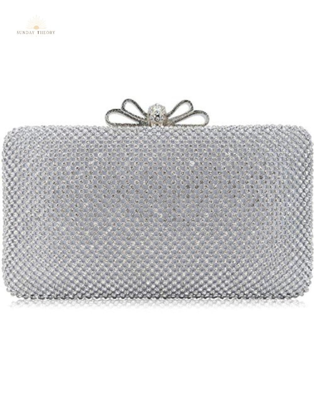 Rhinestone Crystal Bow Clasp Evening Clutch Formal Party Bag